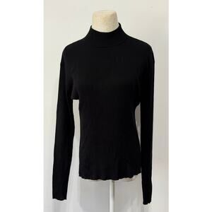 Coldwater Creek Womens black ribbed knit long sleeve top sz M  office layers